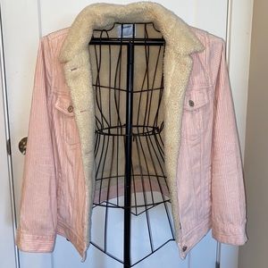 Light pink Sherpa-lined corduroy jacket